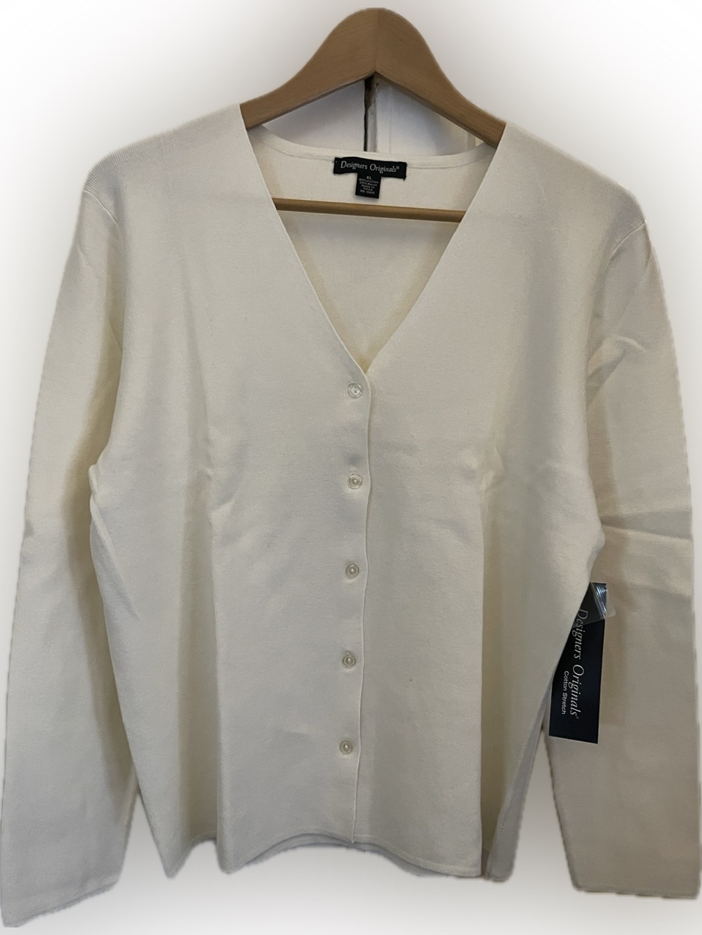 Designers Originals Cream V-Neck Button Cardigan